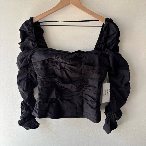 REFORMATION Joi Ruched Stretch Organic Cotton Top Sz 8 NWT‎ - Picture 3 of 7